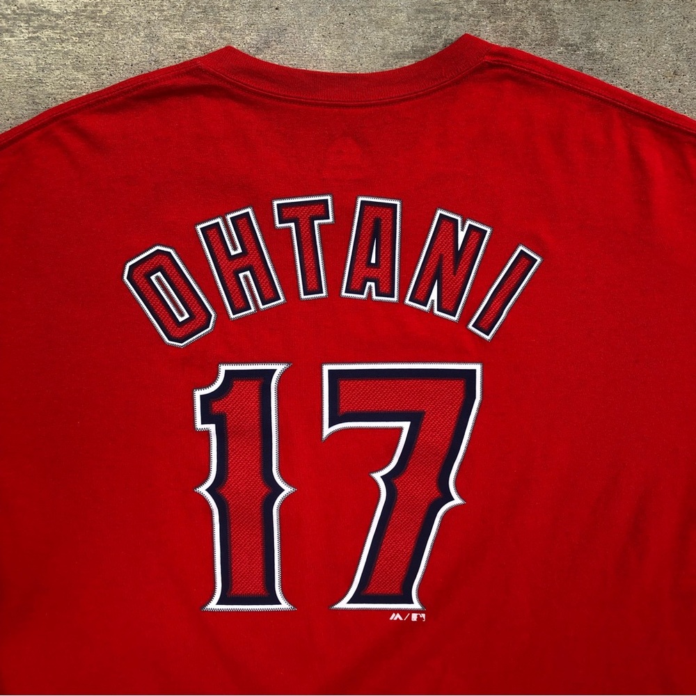 Los Angeles Angels of Anaheim Shohei Ohtani Red Majestic Jersey Tee - Size 2XL